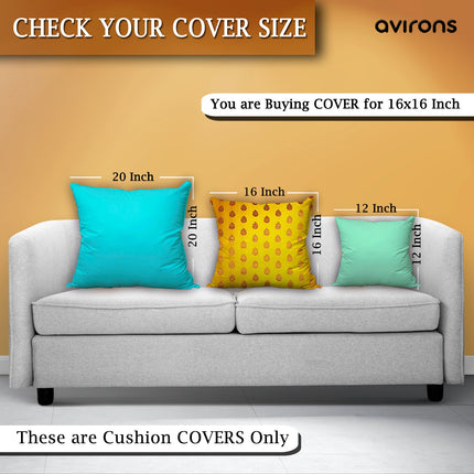 Vibrant Banarasi Cushion Cover with Elegant Zipper Yellow Color Pack of 1-16x16 inch