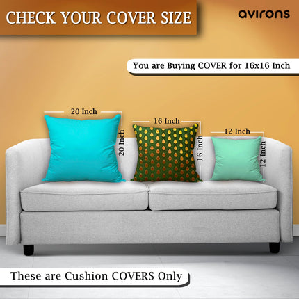 Luxury Banarasi Zippered Cushion Cover Delight Green Color Pack of 2-16x16 inch