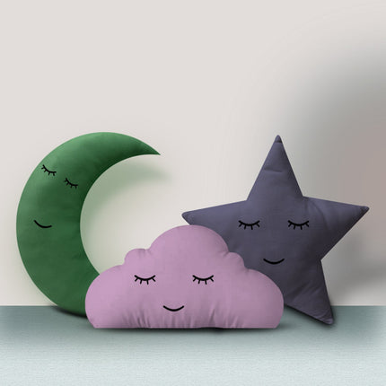 Cloud, Moon, and Star Plush Pillow Set – Soft, Hypoallergenic Decorative Throw Pillows for Nursery & Kids’ Room Décor