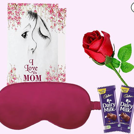 Mother’s Day Gift Set
Chocolate and Rose Surprise
Relaxation Gift for Mom
Eye Mask and Greeting Card
Thoughtful Gift for Her