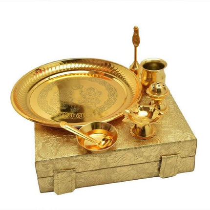 Gold Plated Puja Thali
Designer Puja Thali Set
Gold Plated Aarti Thali