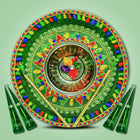 Mehendi Ceremony Platter with Bowl - Pre-Wedding Ceremony Decor Item - Steel Platter (1 Piece, Green) - Traditional Mehendi Thali for Mehendi Functions