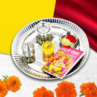 Pooja Thali for Diwali, Navratri, Dhanteras - Stainless Steel Thali - Traditional Puja Plate for Festivals and Rituals
