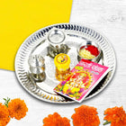 Pooja Thali for Diwali, Navratri, Dhanteras - Stainless Steel Thali - Traditional Puja Plate for Festivals and Rituals