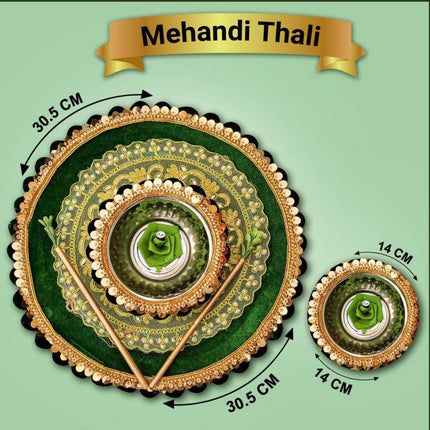 Wedding Mehndi thali
Traditional Mehndi thali
Mehndi ceremony thali
Mehndi pooja thali
Mehndi ritual thali