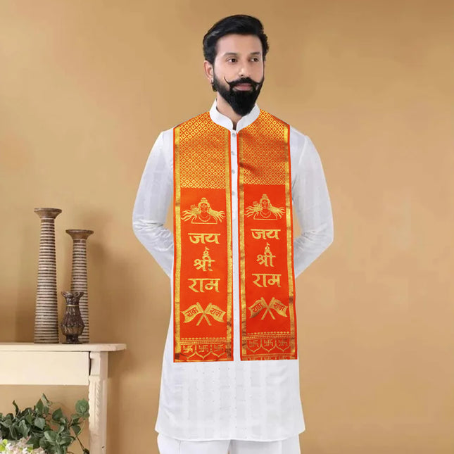 Divine Ram Patka for Sacred Spiritual Devotion Occasions Printed Satin Blend Men & Women Scarf