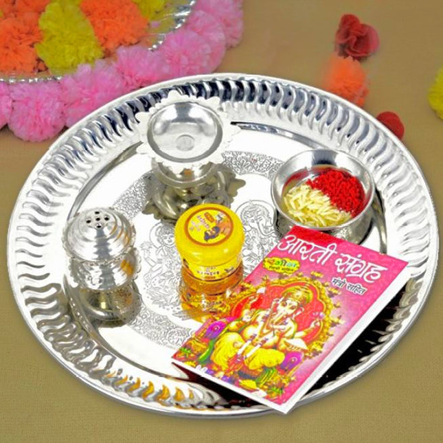 Fancy Designed Stainless Steel Pooja for Navratri, Karwa Chauth Stainless Steel  (1 Pieces, Steel)