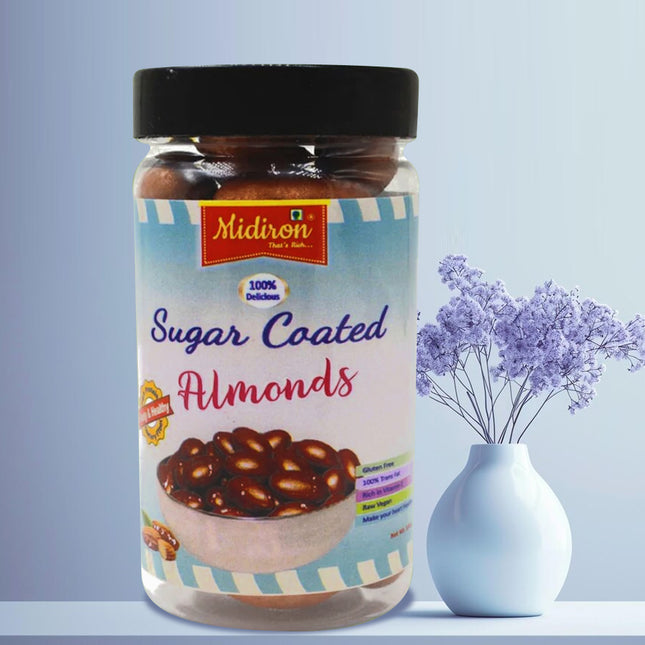 Premium Sugar Almonds - Sweet & Crunchy Badam in Jar - Rich in Protein, Fiber & Healthy Fats - Ideal for Gifting, Snacking & Energy Boost