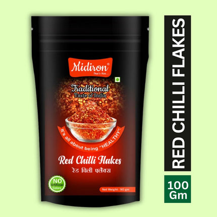 Midiron Red Chilli flakes pack of 90 gm - Midiron