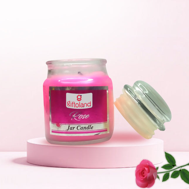 Romantic Rose Scented Candle in Glass Jar – Floral Perfumed Candle for Relaxation & Gifting