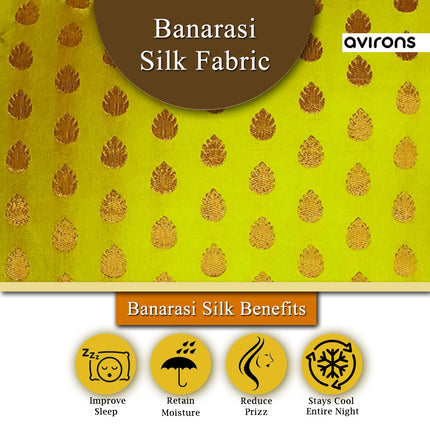 Seamless Style Banarasi Cushion Cover with Zipper Yellow Color Pack of 5-16x16 inch