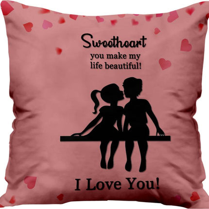 Valentine’s Day Gift Pack - Romantic Gift (Cushion, Rose, Card & Chocolate) Ceramic, Fiber, Paper Gift Box  (Multicolor)