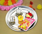 Pooja Thali for Diwali, Navratri, Dhanteras - Stainless Steel Thali - Traditional Puja Plate for Festivals and Rituals
